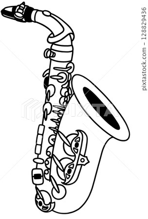 A simple and cute black and white alto saxophone 128829436