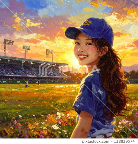 戴著帽子的女孩 128829574