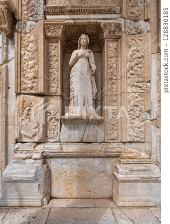 Ancient Roman Statue of Arete at the Library of Celsus, Ephesus, Turkey 128830185