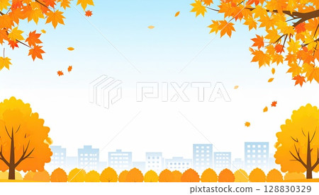 AI Image: Autumn cityscape under blue skies AI Image: Autumn cityscape under blue skies 128830329
