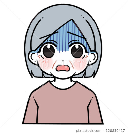 一位臉色蒼白、震驚的老婦人插圖 128830417