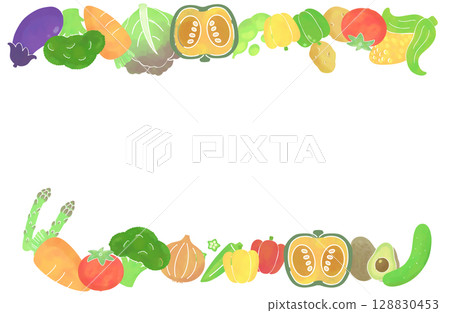 Watercolor colorful vegetable frame Watercolor colorful vegetable frame 128830453
