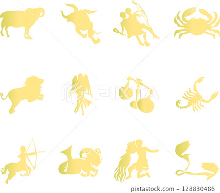 12 constellations gorgeous silhouette material set 128830486