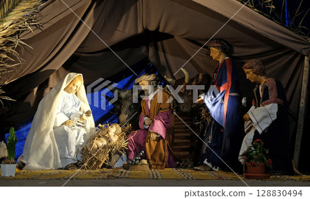 Nativity Scene, Birth of Jesus  Saint Sulpice Church, Paris, France 128830494