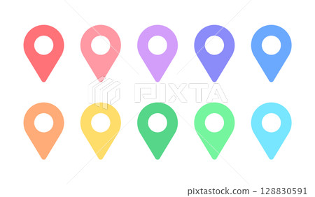 Pastel color map pin icon set - simple and cute current location, destination, landmark material Pastel color map pin icon set - simple and cute current location, destination, landmark material 128830591
