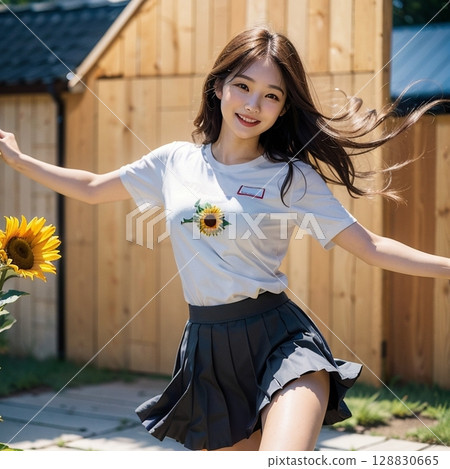 Smiles for the sunflowers at home!! 128830665