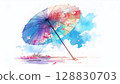 多彩的日本傘水彩風格背景插圖，日本的季節感覺，設計白色背景，生成的AI圖像 128830703