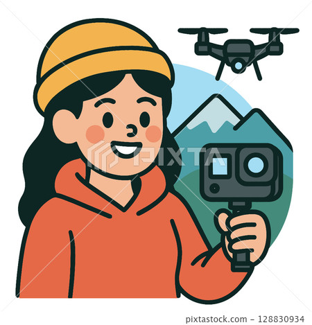 Virtual Treadmill Workout Illustration of Man Running with Headset and Fitness Tracker Data Display for Online Coaching and Cardio Training Concept 128830934