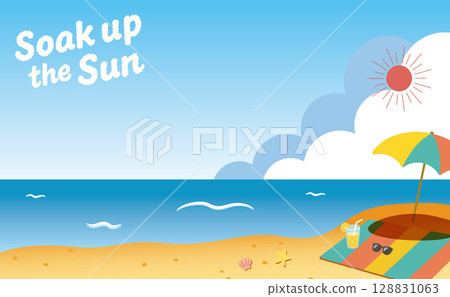 Parasol and lemonade, summer seaside scene (Soak up the Sun/Cloud Letters) 02 Parasol and lemonade, summer seaside scene (Soak up the Sun/Cloud Letters) 02 128831063