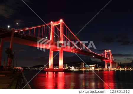 Wakato Bridge at night (illuminated) 128831212