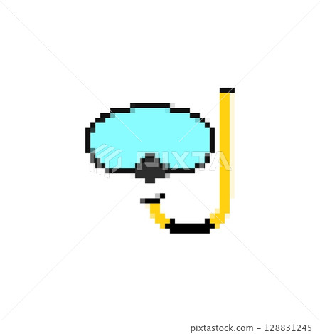 Mosaic style pixelated snorkel icon with simple lines and bright color design Mosaic style pixelated snorkel icon with simple lines and bright color design 128831245