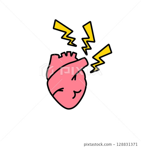 Heart with lightning bolts symbolizing emotional shock or energy surge 128831371