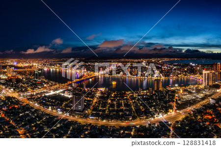 Aerial view of Da Nang city which is a very famous destination for tourists. Aerial view of Da Nang city which is a very famous destination for tourists. 128831418