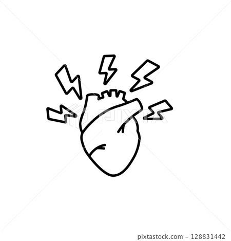 Heart with lightning and energy lines symbolizing vibrant life and dynamic emotional expressionlightning, bolt, 128831442