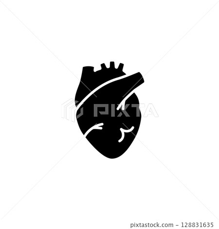 Heart silhouette with anatomical details and lightning bolt design Heart silhouette with anatomical details and lightning bolt design 128831635