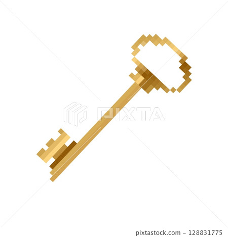 Mosaic pixel key icon with retro 8 bit style for nostalgic and decorative designs 128831775