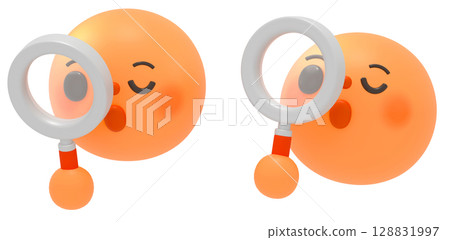用放大鏡檢查的 Emoji 3D 圖標 用放大鏡檢查的 Emoji 3D 圖標 128831997
