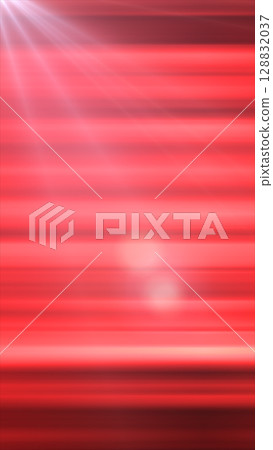 Bright red abstract background with horizontal light beams, lens flare effects, and dynamic glowing streaks 128832037