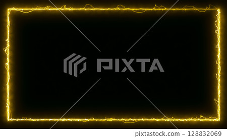帶有閃電電流的霓虹燈框架 128832069