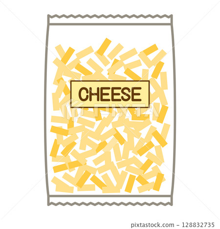 Illustration of melting cheese in a bag 128832735