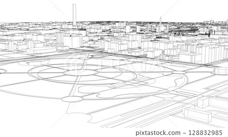 Futuristic Cityscape Blueprint 128832985