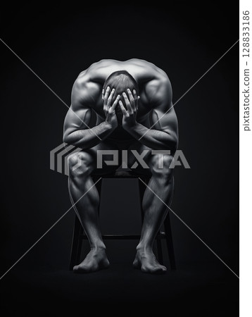 Conceptual illustration of depression, self-blame, and suicidal thoughts 128833186
