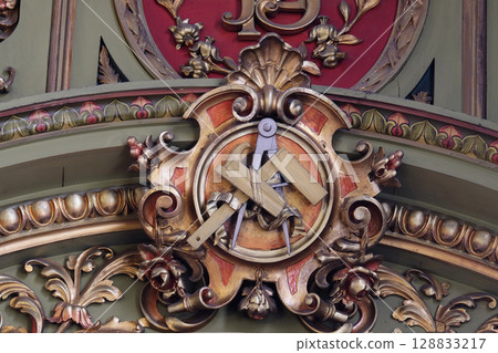 Detail of altar in the Basilica of the Sacred Heart of Jesus in Zagreb, Croatia Detail of altar in the Basilica of the Sacred Heart of Jesus in Zagreb, Croatia 128833217