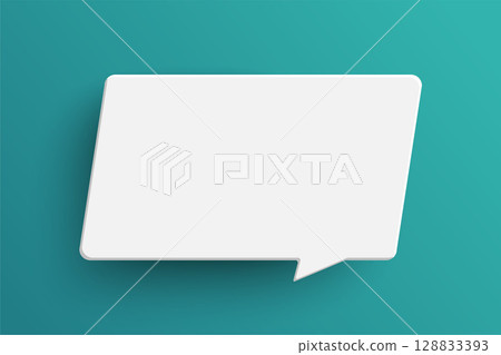 White rectangle speech bubble on green background White rectangle speech bubble on green background 128833393