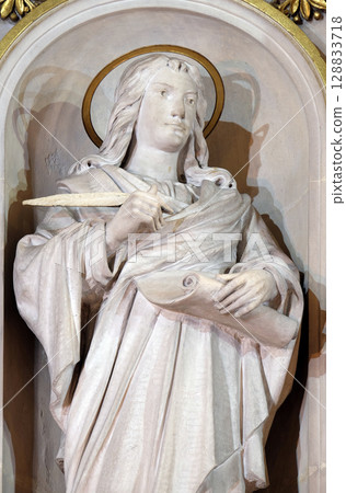 St. John the Evangelist statue on the main altar in Basilica of the Sacred Heart of Jesus in Zagreb, Croatia St. John the Evangelist statue on the main altar in Basilica of the Sacred Heart of Jesus in Zagreb, Croatia 128833718