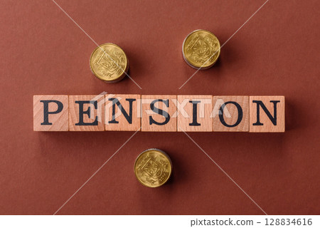 Inscribe Pension as a conceptual backdrop for a savings fund, stockpile of funds, property Inscribe Pension as a conceptual backdrop for a savings fund, stockpile of funds, property 128834616