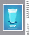 Glass of clean water poster vector 128835136