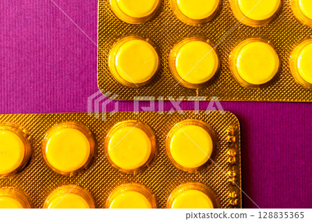 Lots of pills in a blister packs. Medical drug. Medicine. Medical background 128835365