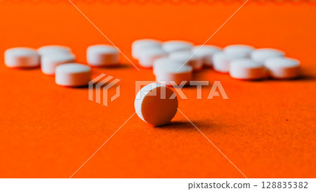 Lots of pills in a blister packs. Medical drug. Medicine. Medical background 128835382