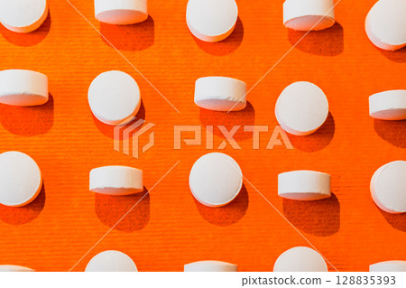 Lots of pills in a blister packs. Medical drug. Medicine. Medical background 128835393