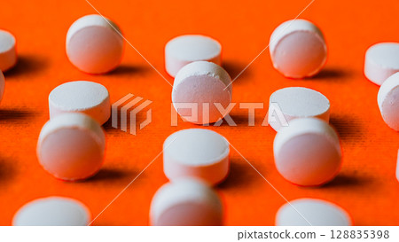 Lots of pills in a blister packs. Medical drug. Medicine. Medical background 128835398
