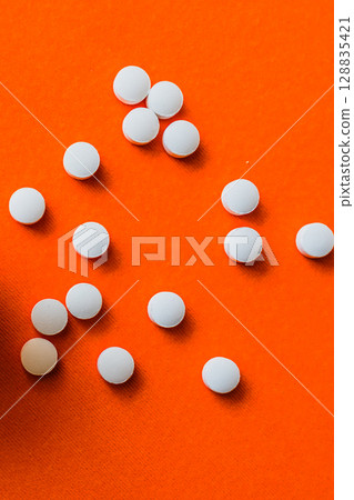 Lots of pills in a blister packs. Medical drug. Medicine. Medical background 128835421