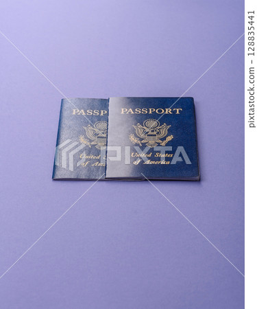 US passport for travelling, flying and doing business. USA document US passport for travelling, flying and doing business. USA document 128835441