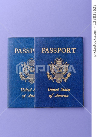 US passport for travelling, flying and doing business. USA document US passport for travelling, flying and doing business. USA document 128835625