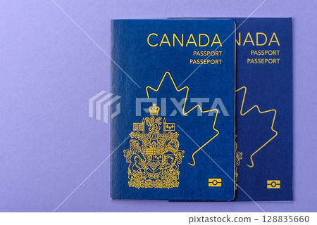 Canadian passport for travelling, flying and doing business. Canada document Canadian passport for travelling, flying and doing business. Canada document 128835660
