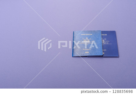 Australian passport for travelling, flying and doing business. Australia document 128835698