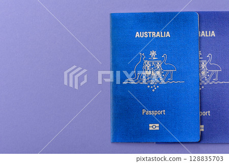 Australian passport for travelling, flying and doing business. Australia document Australian passport for travelling, flying and doing business. Australia document 128835703