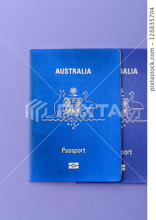Australian passport for travelling, flying and doing business. Australia document Australian passport for travelling, flying and doing business. Australia document 128835704