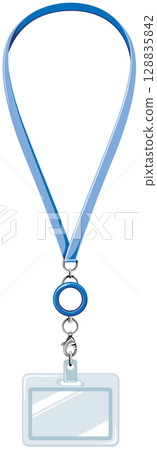 帶有捲軸的身份證夾和頸帶/員工身份證和姓名標籤的向量插圖材料 128835842