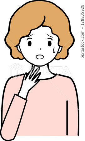 Illustration of a worried young woman 128835929