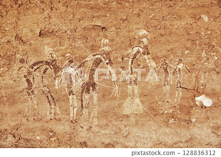 Rock paintings of Tassili N'Ajjer, Algeria Rock paintings of Tassili N'Ajjer, Algeria 128836312