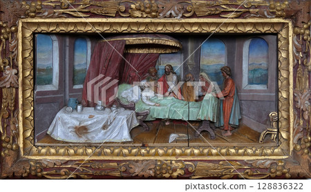 Healing the mother of Peter's wife altarpiece in the church of Saint Matthew in Stitar, Croatia 128836322