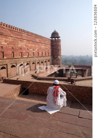 Historical city constructed by Mughal emperor Akbar in Fatehpur Sikri, Uttar Pradesh, India 128836884