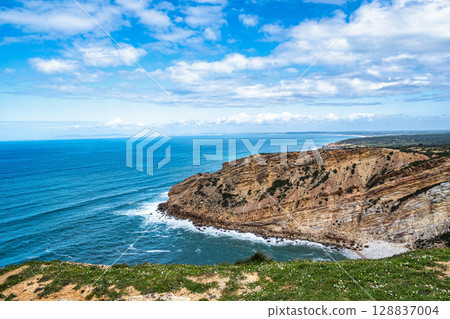 Cape Espichel in Portugal. Arrabida Natural Park. Pedra da Mua, Lagosteiros Natural Monument Cape Espichel in Portugal. Arrabida Natural Park. Pedra da Mua, Lagosteiros Natural Monument 128837004