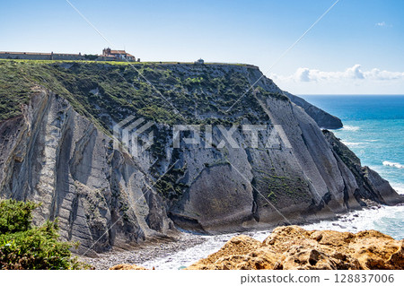 Cape Espichel in Portugal. Arrabida Natural Park. Pedra da Mua, Lagosteiros Natural Monument 128837006