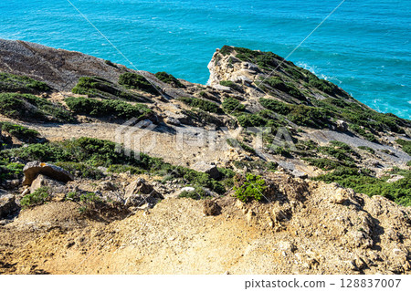 Cape Espichel in Portugal. Arrabida Natural Park. Pedra da Mua, Lagosteiros Natural Monument 128837007